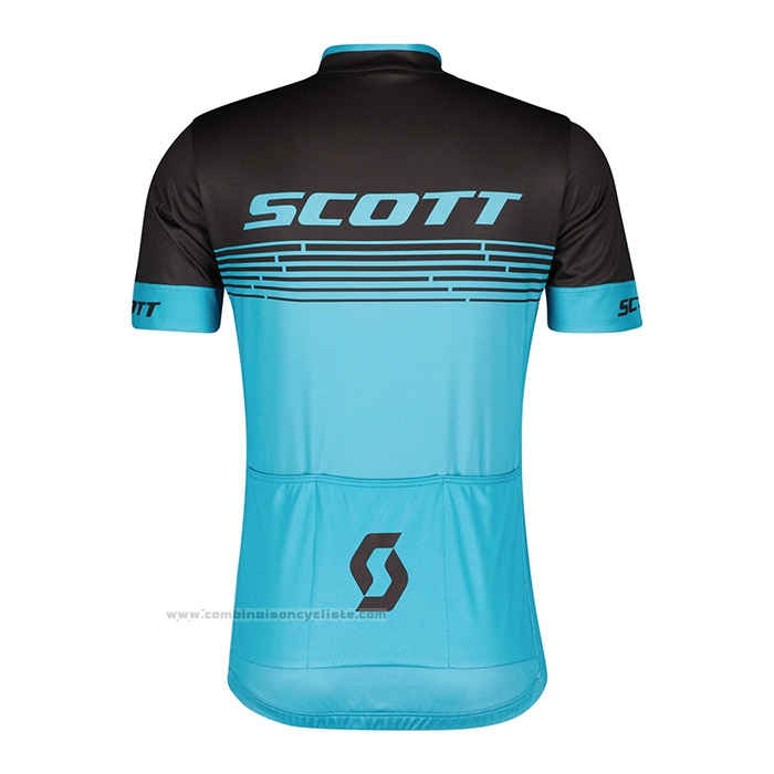 2022 Maillot Cyclisme Scott Bleu Manches Courtes et Cuissard