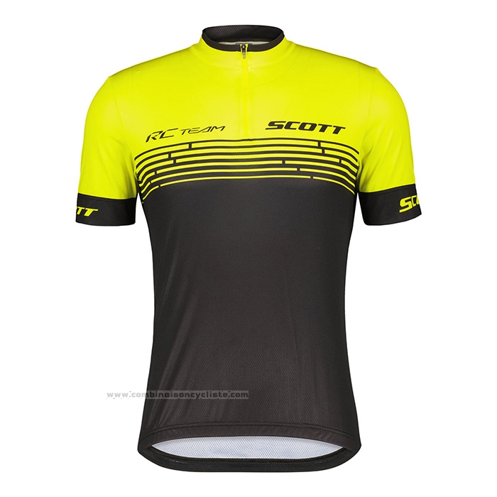 2022 Maillot Cyclisme Scott Jaune Manches Courtes et Cuissard