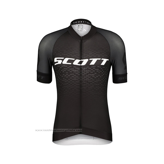2022 Maillot Cyclisme Scott Noir Manches Courtes et Cuissard