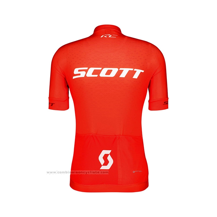 2022 Maillot Cyclisme Scott Rouge Blanc Manches Courtes et Cuissard
