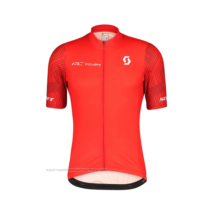 2022 Maillot Cyclisme Scott Rouge Manches Courtes et Cuissard