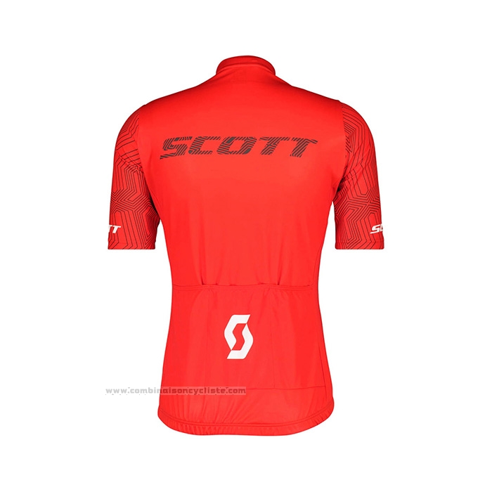 2022 Maillot Cyclisme Scott Rouge Manches Courtes et Cuissard