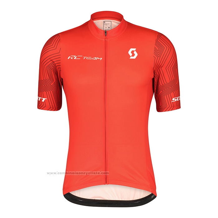 2022 Maillot Cyclisme Scott Rouge Manches Courtes et Cuissard