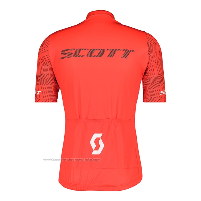 2022 Maillot Cyclisme Scott Rouge Manches Courtes et Cuissard