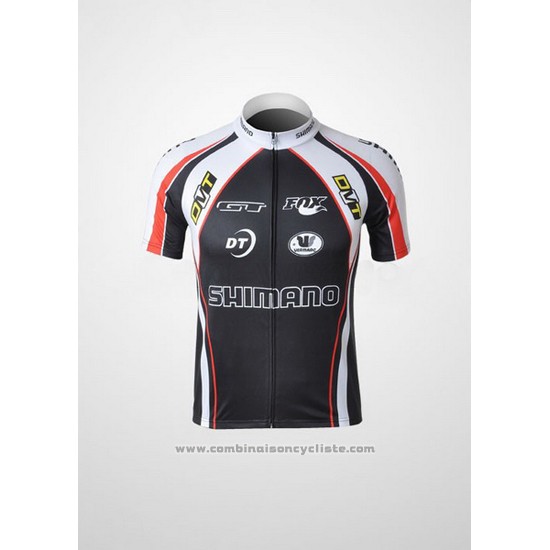 2010 Maillot Cyclisme Shimano Gris et Noir Manches Courtes et Cuissard