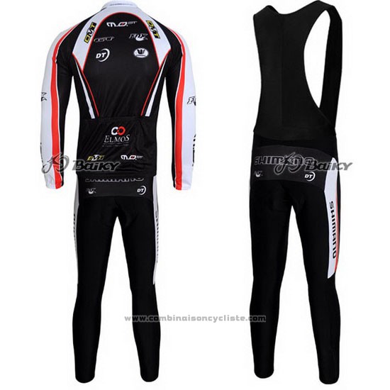 2010 Maillot Cyclisme Shimano Rouge et Noir Manches Longues et Cuissard