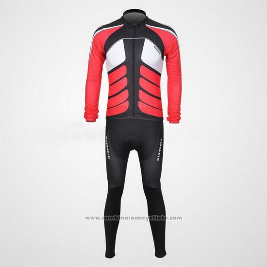 2011 Maillot Cyclisme Shimano Blanc et Noir Manches Longues et Cuissard