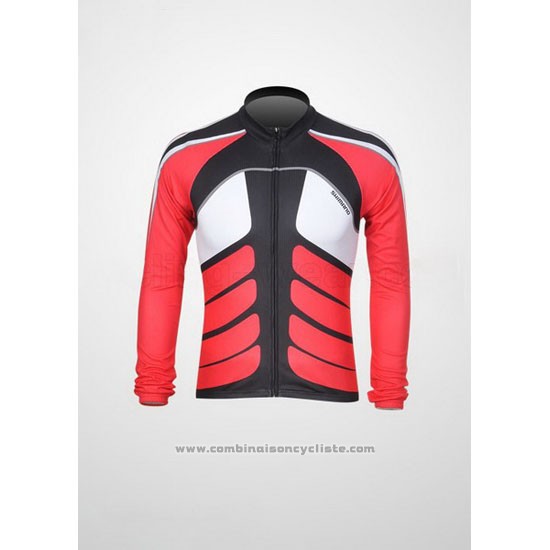 2011 Maillot Cyclisme Shimano Blanc et Noir Manches Longues et Cuissard