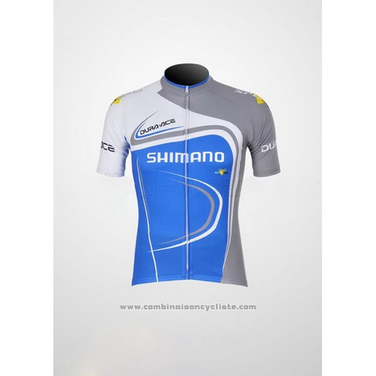 2011 Maillot Cyclisme Shimano Bleu et Blanc Manches Courtes et Cuissard