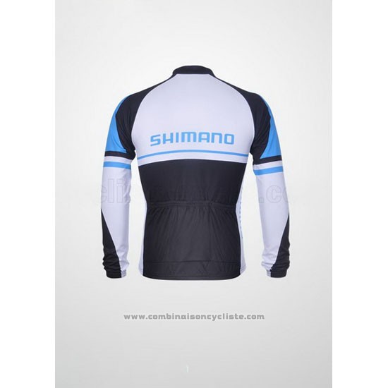 2011 Maillot Cyclisme Shimano Bleu et Blanc Manches Longues et Cuissard