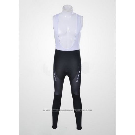 2011 Maillot Cyclisme Shimano Bleu et Blanc Manches Longues et Cuissard