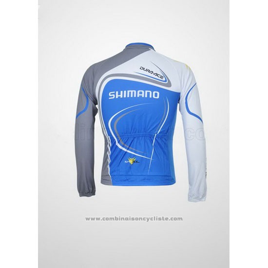 2011 Maillot Cyclisme Shimano Bleu et Gris Manches Longues et Cuissard