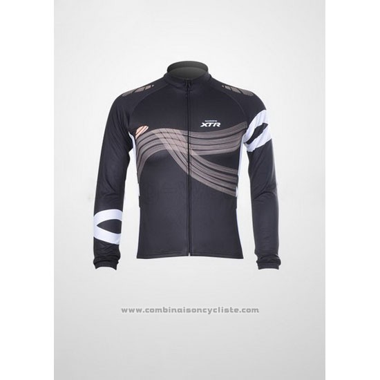 2012 Maillot Cyclisme Shimano Noir et Orange Manches Longues et Cuissard