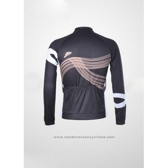 2012 Maillot Cyclisme Shimano Noir et Orange Manches Longues et Cuissard
