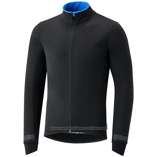 2019 Maillot Cyclisme Shimano Noir Bleu Manches Longues et Cuissard