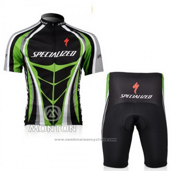 2010 Maillot Cyclisme Specialized Vert et Noir Manches Courtes et Cuissard