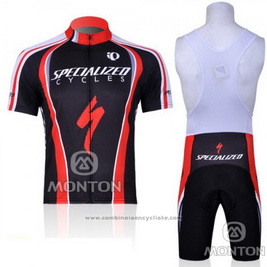 2011 Maillot Cyclisme Specialized Rouge et Noir Manches Courtes et Cuissard