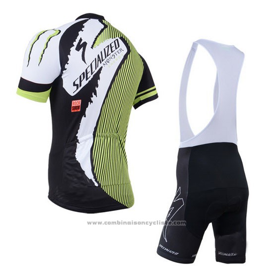 2014 Maillot Cyclisme Specialized Noir et Vert Manches Courtes et Cuissard