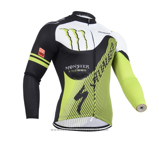 2014 Maillot Cyclisme Specialized Noir et Vert Manches Longues et Cuissard