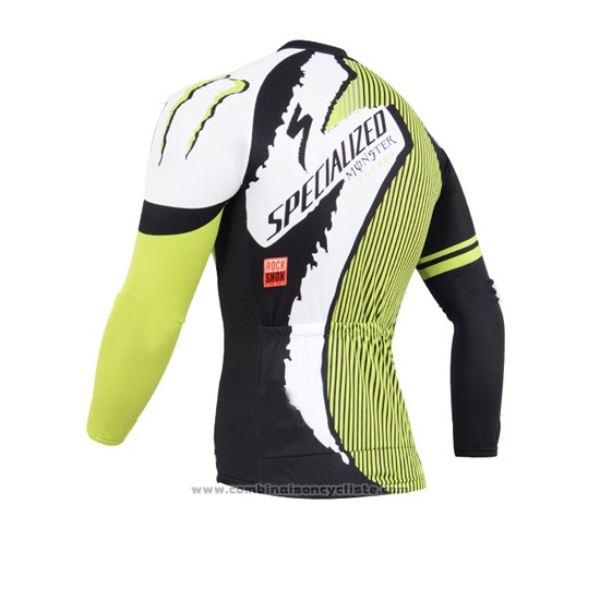 2014 Maillot Cyclisme Specialized Noir et Vert Manches Longues et Cuissard