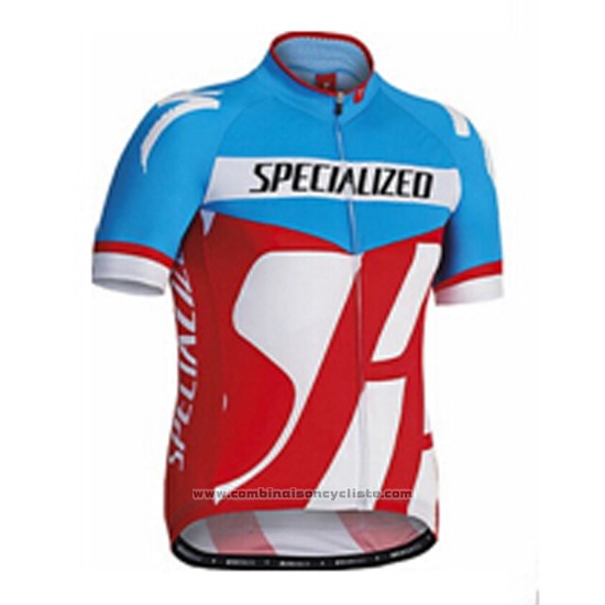 2016 Maillot Cyclisme Specialized Azur et Rouge Manches Courtes et Cuissard