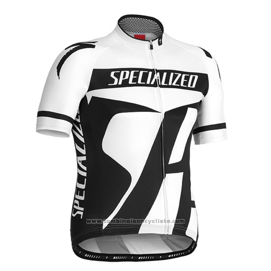 2016 Maillot Cyclisme Specialized Blanc et Gris Manches Courtes et Cuissard