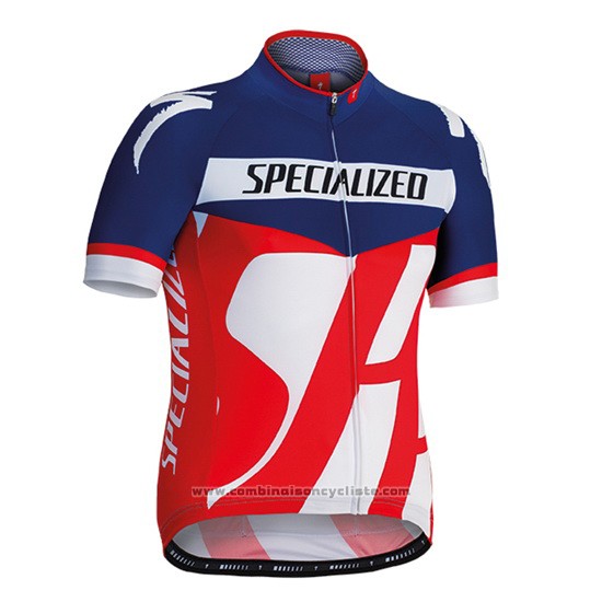 2016 Maillot Cyclisme Specialized Bleu et Rouge Manches Courtes et Cuissard