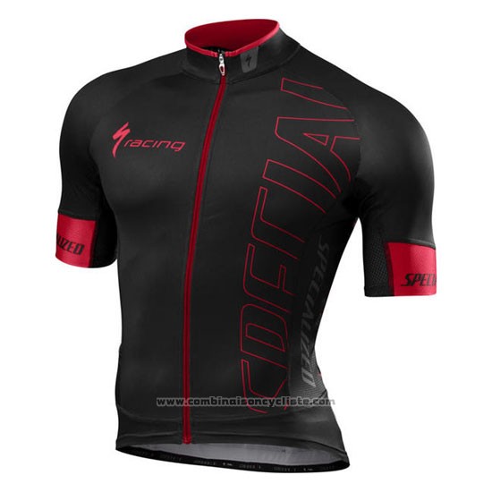 2016 Maillot Cyclisme Specialized Fonce Rouge et Noir Manches Courtes et Cuissard