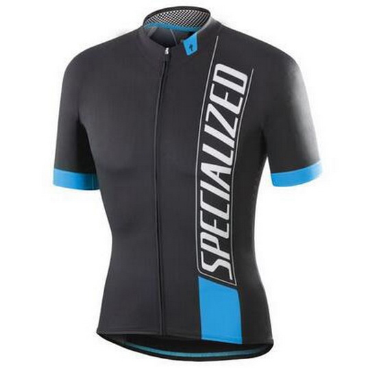 2016 Maillot Cyclisme Specialized Noir Blanc Bleu Manches Courtes et Cuissard