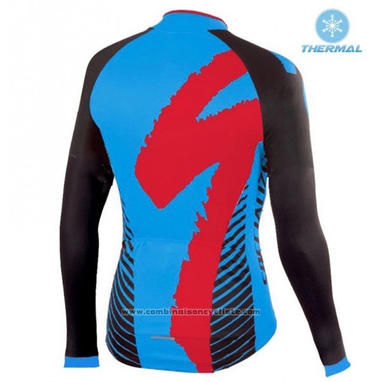 2016 Maillot Cyclisme Specialized Noir et Bleu Manches Longues et Cuissard