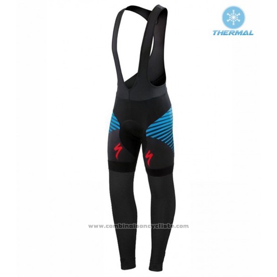 2016 Maillot Cyclisme Specialized Noir et Bleu Manches Longues et Cuissard