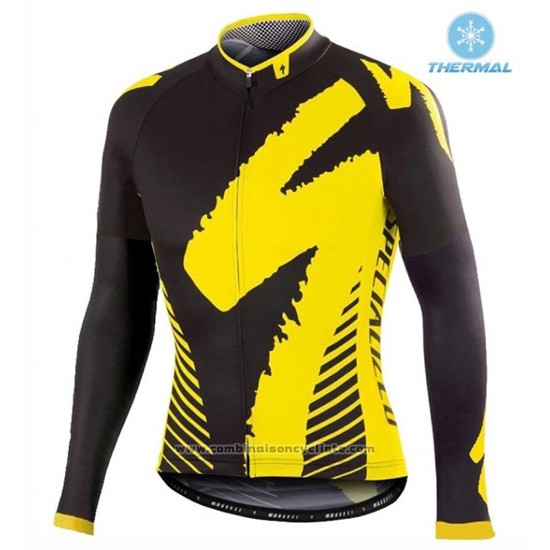 2016 Maillot Cyclisme Specialized Noir et Jaune Manches Longues et Cuissard