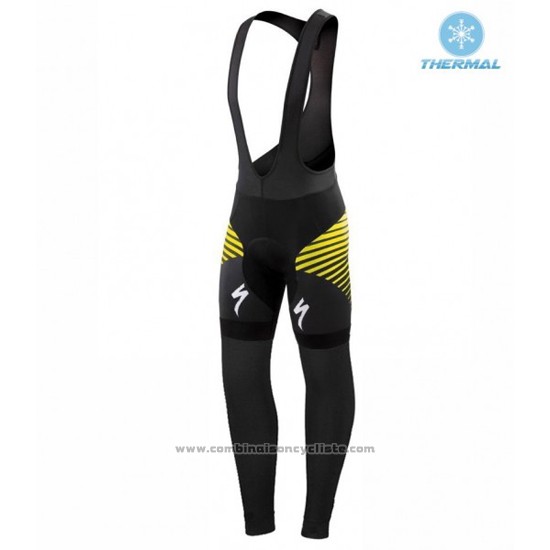 2016 Maillot Cyclisme Specialized Noir et Jaune Manches Longues et Cuissard