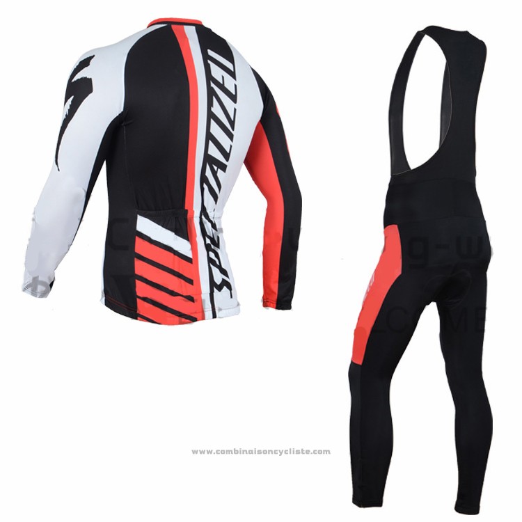 2016 Maillot Cyclisme Specialized Noir et Orange Manches Longues et Cuissard