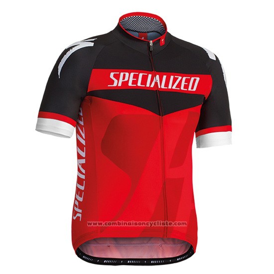 2016 Maillot Cyclisme Specialized Noir et Rouge Manches Courtes et Cuissard