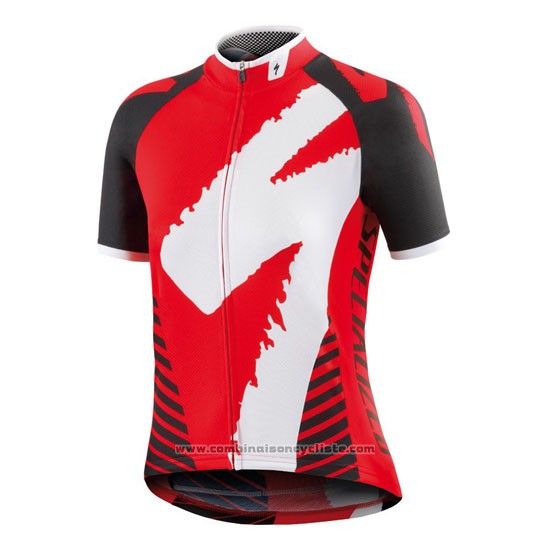 2016 Maillot Cyclisme Specialized Rouge et Noir Manches Courtes et Cuissard
