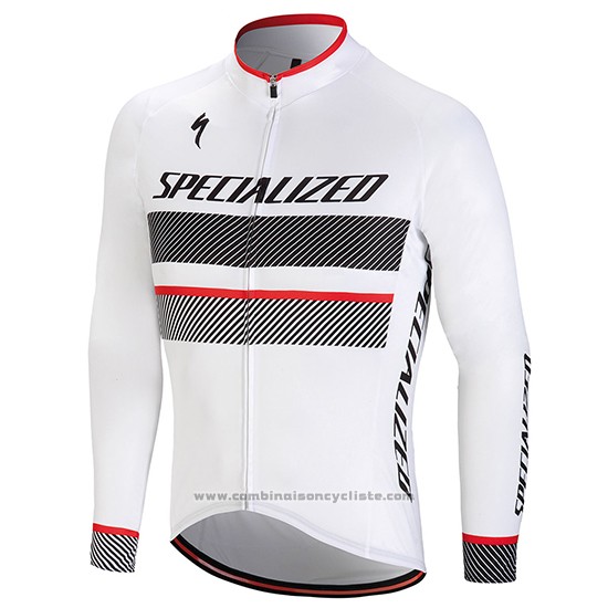 2018 Maillot Cyclisme Specialized Blanc Manches Longues et Cuissard