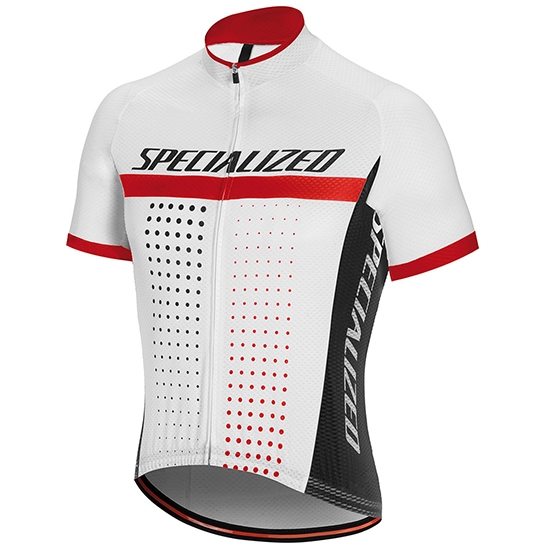 2018 Maillot Cyclisme Specialized Blanc Rouge Manches Courtes et Cuissard