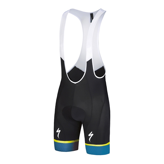2018 Maillot Cyclisme Specialized Bleu Jaune Blanc Manches Courtes et Cuissard