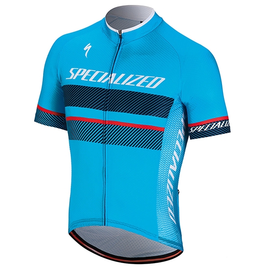 2018 Maillot Cyclisme Specialized Bleu Noir Rouge Manches Courtes et Cuissard