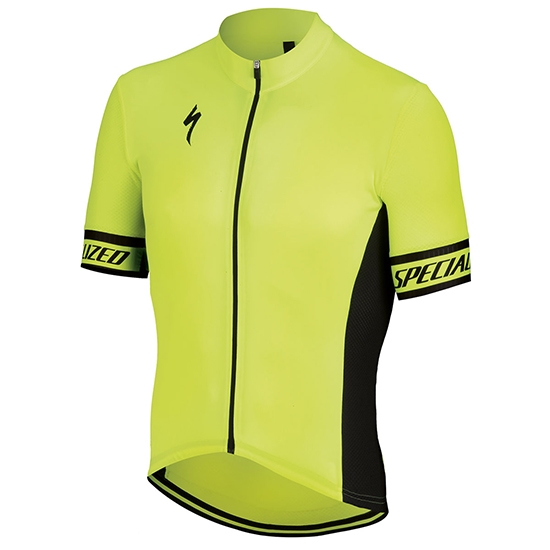 2018 Maillot Cyclisme Specialized Jaune Noir Manches Courtes et Cuissard