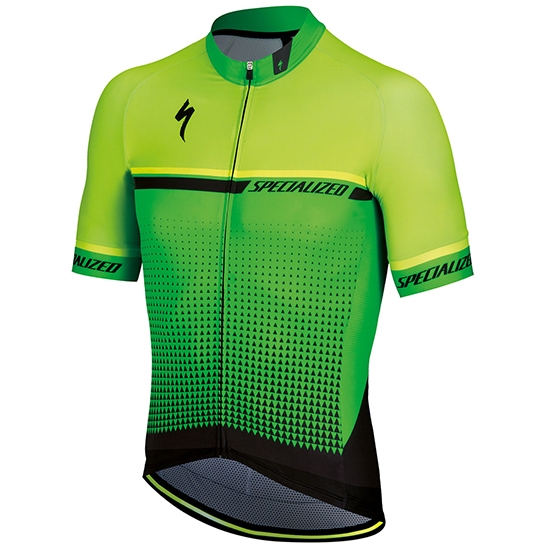2018 Maillot Cyclisme Specialized Jaune Vert Noir Manches Courtes et Cuissard