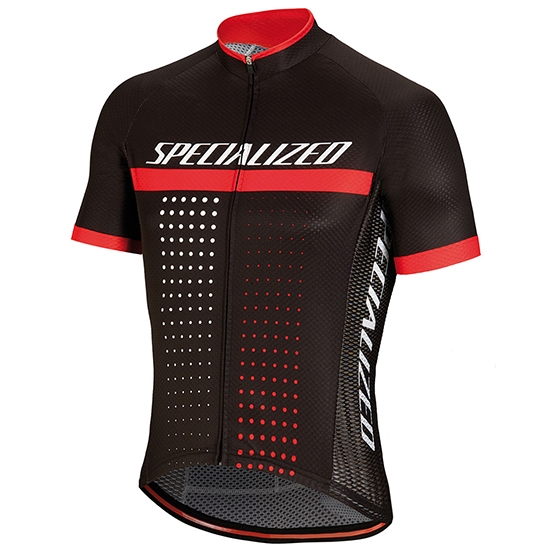2018 Maillot Cyclisme Specialized Noir Blanc Rouge Manches Courtes et Cuissard