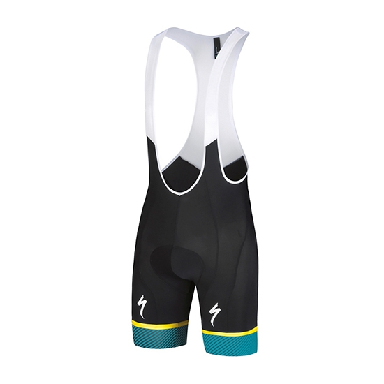 2018 Maillot Cyclisme Specialized Noir Bleu Jaune Manches Courtes et Cuissard