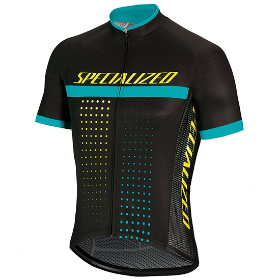 2018 Maillot Cyclisme Specialized Noir Bleu Manches Courtes et Cuissard