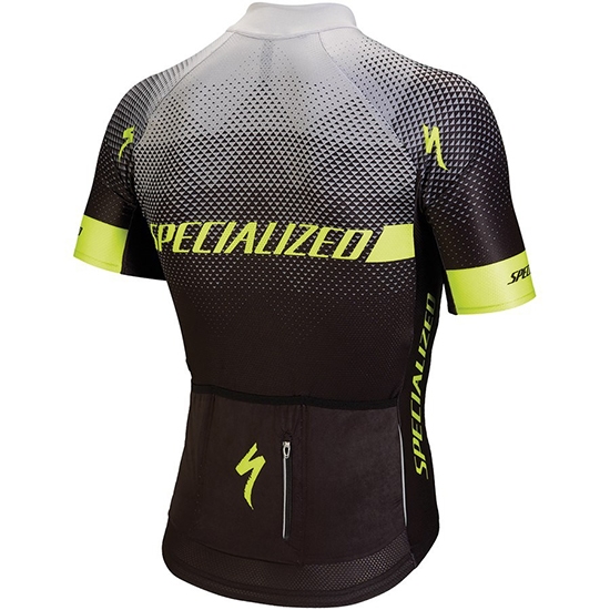 2018 Maillot Cyclisme Specialized Noir Gris Jaune Manches Courtes et Cuissard