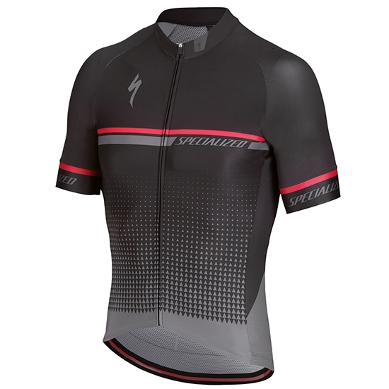 2018 Maillot Cyclisme Specialized Noir Grisn Rouge Manches Courtes et Cuissard