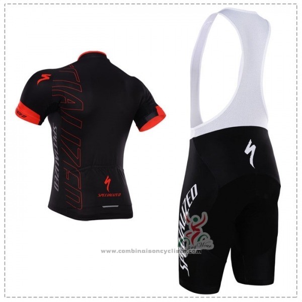2018 Maillot Cyclisme Specialized Noir Rouge Manches Courtes Cuissard