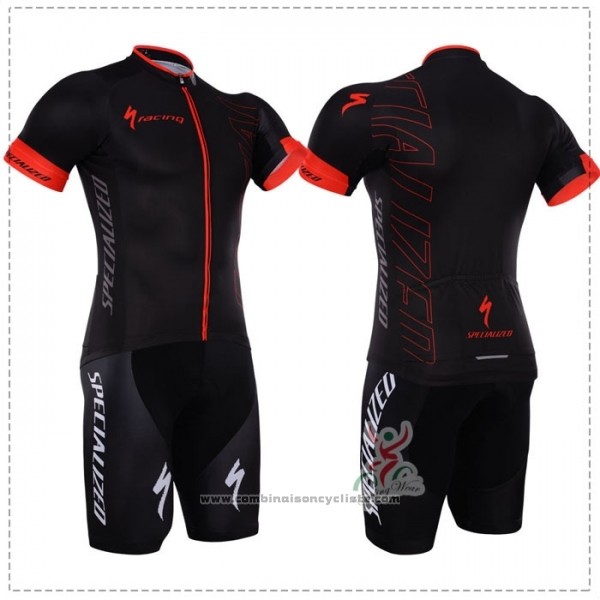 2018 Maillot Cyclisme Specialized Noir Rouge Manches Courtes Cuissard