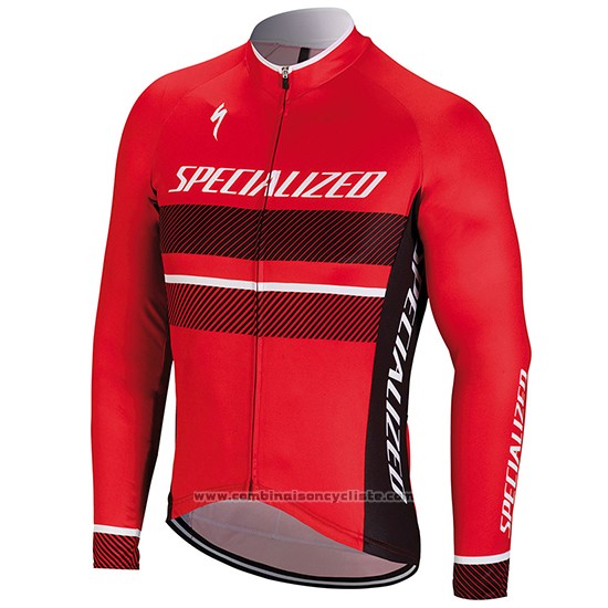 2018 Maillot Cyclisme Specialized Rouge Manches Longues et Cuissard